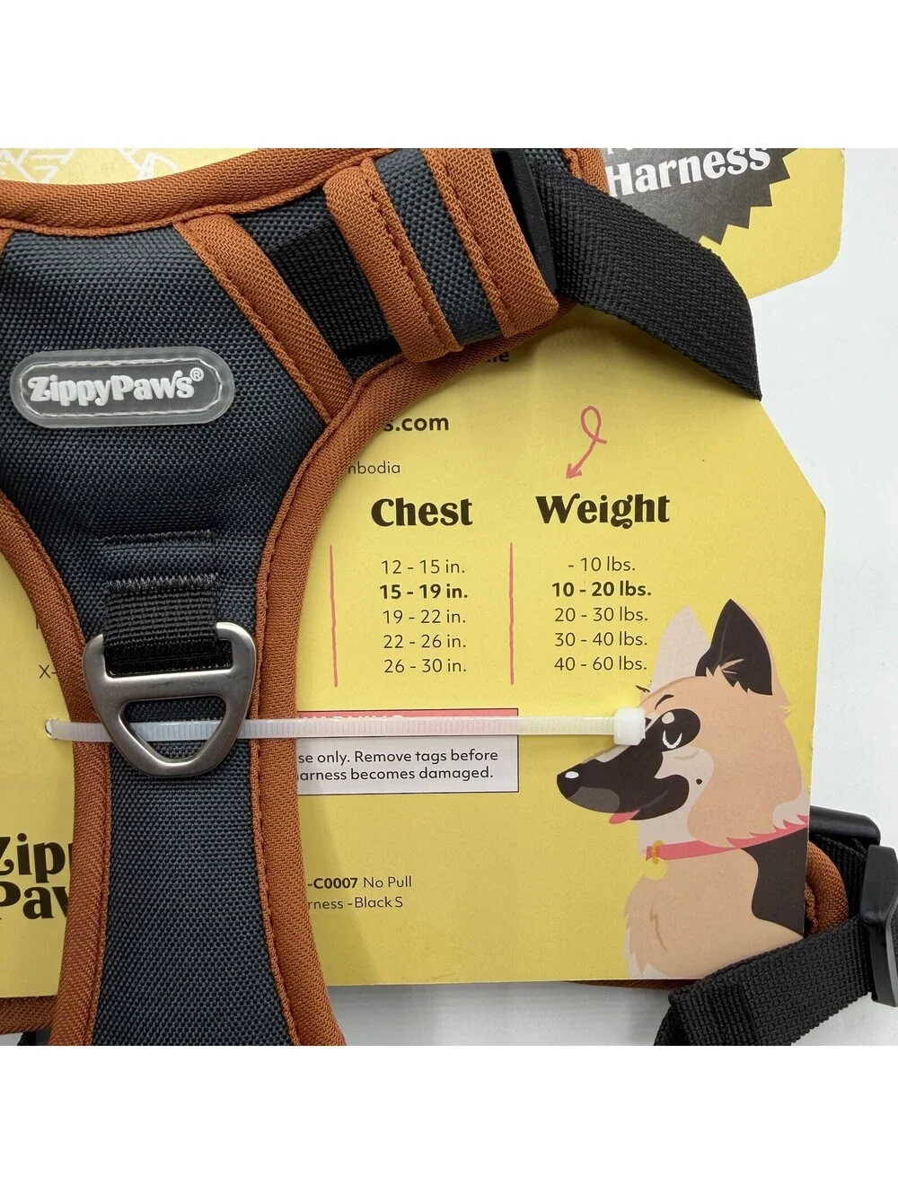 ZippyPaws No Pull Dog Harness Small Black Brown 10 to 20 lbs ZPC-C0007 Zippy Paw